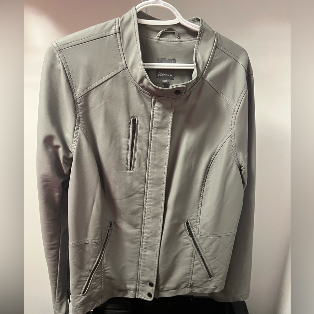 Reitmans Size XXL Grey Faux Leather Moto Style Jacket